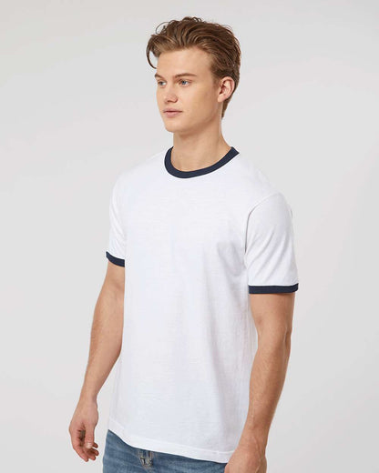 Tultex Fine Jersey Ringer T-Shirt 246 #colormdl_White/ Navy