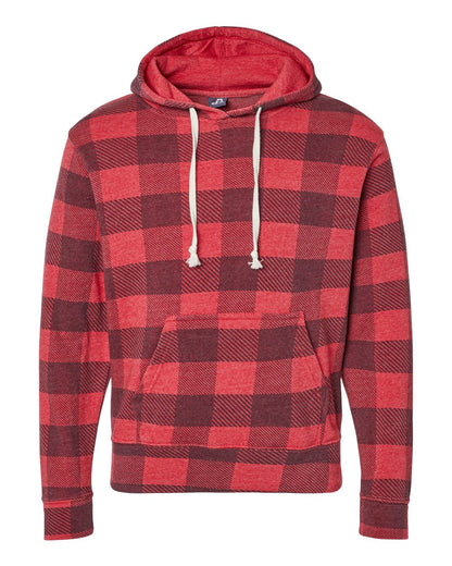 J. America Men's Triblend Fleece Hooded Sweatshirt 8871 #color_Red Triblend Buffalo
