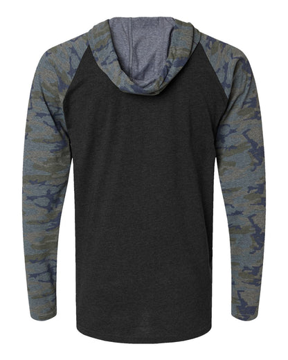 LAT Men's Fine Jersey Hooded Long Sleeve Raglan T-Shirt 6917 #color_Vintage Smoke/ Vintage Camo/ Black