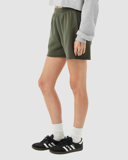 BELLA + CANVAS Women's Cutoff Fleece Shorts 3787 #colormdl_Military Green