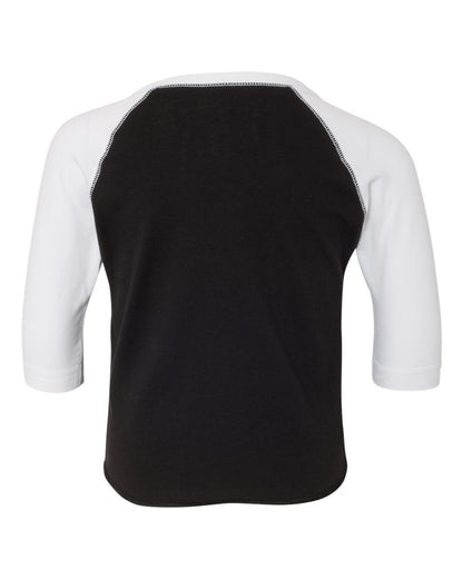 Rabbit Skins Toddler Baseball Fine Jersey Three-Quarter Sleeve Tee 3330 #color_Black Solid/ White