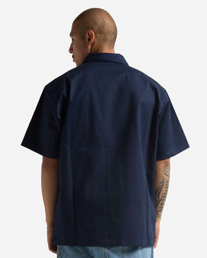 Shaka Wear Men's Work Heavyweight Quarter-Zip Short Sleeve Shirt SHQZWS #colormdl_Navy