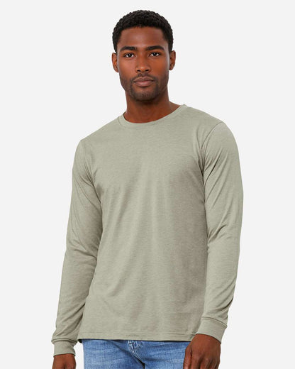BELLA + CANVAS Heather CVC Long Sleeve Tee 3501CVC #colormdl_Heather Stone
