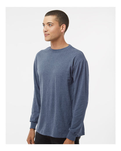 M&O Unisex Gold Soft Touch Long Sleeve T-Shirt 4820 #colormdl_Heather Navy