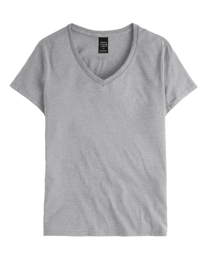 Hanes Women's Perfect-T V-Neck T-Shirt S04V #color_Light Steel