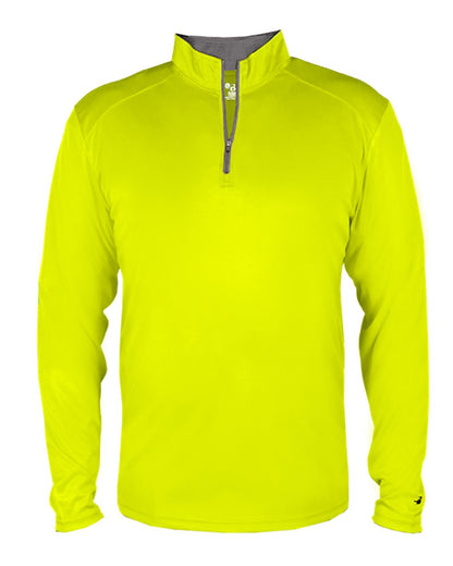 Badger Youth B-Core Quarter-Zip Pullover 2102 #color_Safety Yellow Green/ Graphite