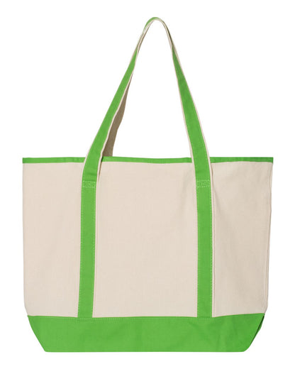 Q-Tees 34.6L Large Canvas Deluxe Tote Q1500 #color_Natural/ Lime