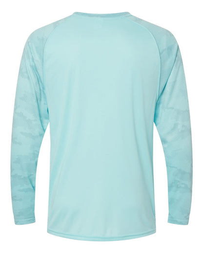 Paragon Unisex Cayman Performance Camo Colorblocked Long Sleeve T-Shirt 216 #color_Aqua Blue