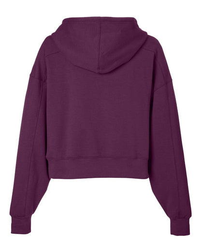 Glyder Women's Vintage Oversized Cropped Hooded Sweatshirt PDP1725 #color_Mulberry