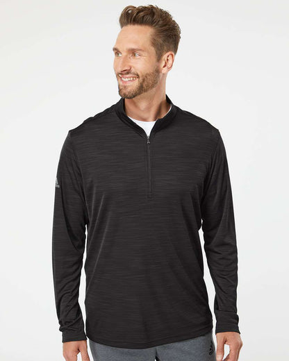 Adidas Men's Lightweight Mélange Quarter-Zip Pullover A475 #colormdl_Black Melange