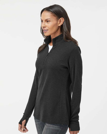 Adidas Women's 3-Stripe Quarter-Zip Sweater Pullover A555 #colormdl_Black Melange