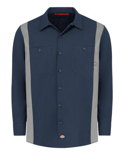 Dickies Men's Tall Industrial Colorblocked Long Sleeve Shirt 5524T #color_Dark Navy/ Smoke