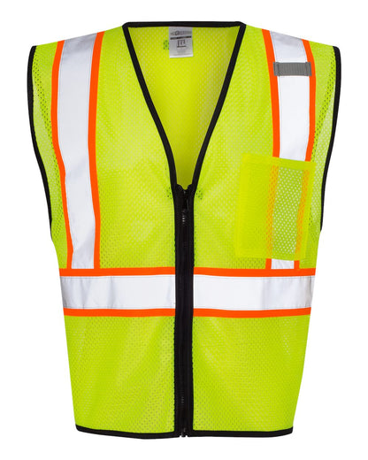 Kishigo Unisex Economy Contrasting Vest with Zippered Front 1527-1528 #color_Lime