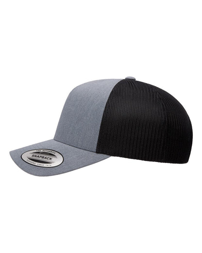 YP Classics Five-Panel Retro Trucker Cap 6506 #color_Heather/ Black