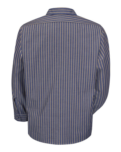 Red Kap Men's Tall Industrial Long Sleeve Work Shirt SP14T #color_Navy/ Khaki Stripe