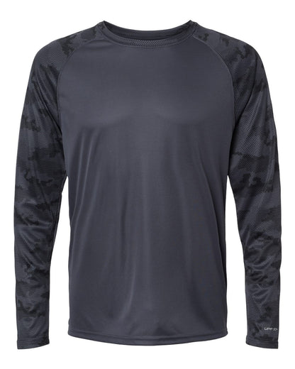 Paragon Unisex Cayman Performance Camo Colorblocked Long Sleeve T-Shirt 216 #color_Graphite