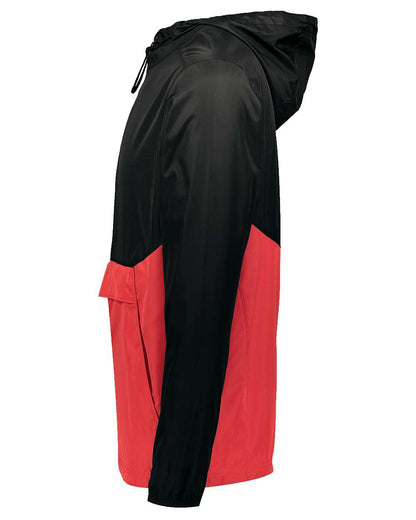 Holloway Men's Packable Quarter-Zip Jacket 229534 #color_Black/ Scarlet