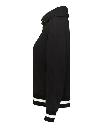 Holloway Women's Heritage Prep Quarter-Zip Pullover 223782 #color_Black/ Vanilla