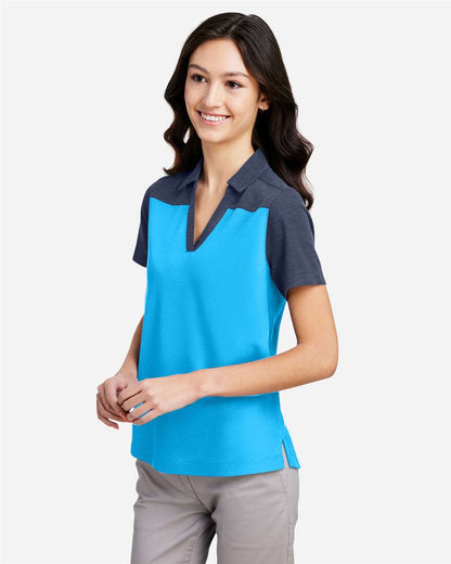 CORE365 Women's Fusion ChromaSoft™ Colorblock Polo CE112CW #colormdl_Electric Blue/ Classic Navy Heather