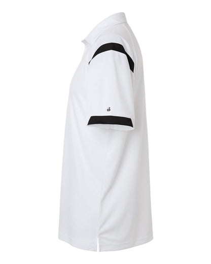 Badger Men's On the Rise Polo 3350 #color_White/ Black