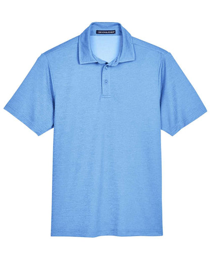 Devon & Jones Men's CrownLux Performance® Address Mélange Polo DG22 #color_Ocean Blue Heather