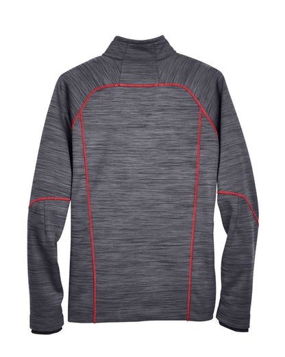 North End Men's Flux Mélange Bonded Fleece Jacket 88697 #color_Carbon/ Olympic Red