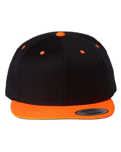 YP Classics Premium Flat Bill Snapback Cap 6089M #color_Black/ Neon Orange