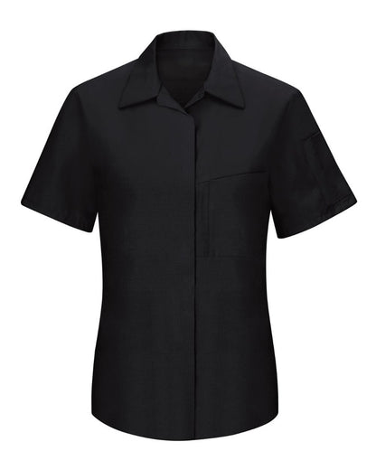 Red Kap Women's Performance Plus Short Sleeve Shop Shirt with Oilblok Technology SY41 #color_Black/ Charcoal