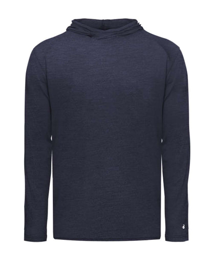 Badger Youth Tri-Blend Surplice Hooded Long Sleeve T-Shirt 2905 #color_Navy Heather