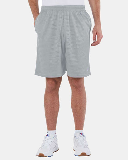 Champion Unisex Polyester Mesh 9" Shorts with Pockets S162 #colormdl_Athletic Grey