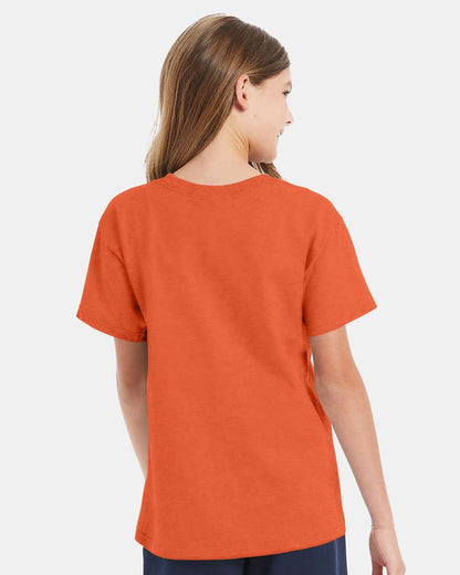 Hanes Essential-T Youth T-Shirt 5480 #colormdl_Texas Orange