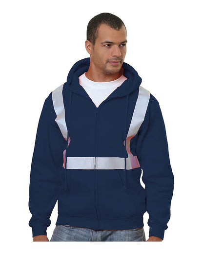 Bayside Men's USA-Made Hi-Visibility Full-Zip Hooded Sweatshirt 3790 #color_Navy