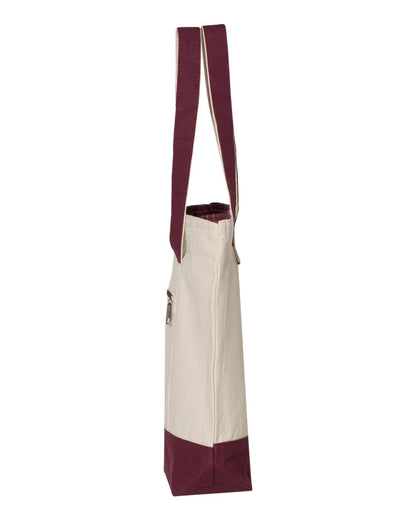 Q-Tees 19L Zippered Tote Q1300 #color_Natural/ Maroon