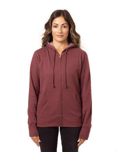 econscious Women's Heathered Full-Zip Hooded Sweatshirt EC4580 #colormdl_Berry