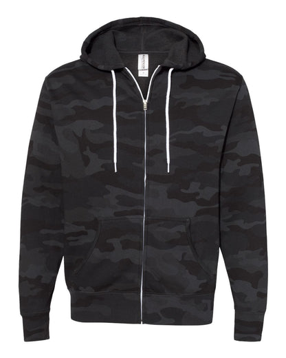 Independent Trading Co. Unisex Lightweight Full-Zip Hooded Sweatshirt AFX90UNZ #color_Black Camo