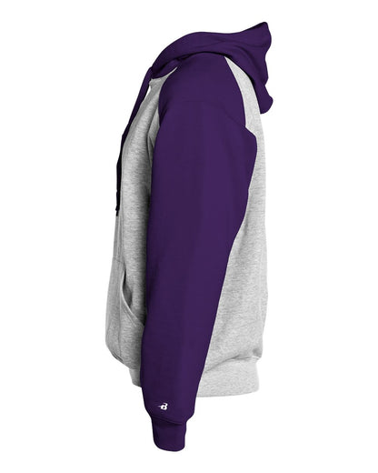 Badger Youth Sport Athletic Fleece Hooded Sweatshirt 2449 #color_Oxford/ Purple