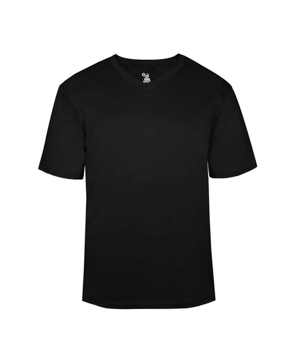 Badger Youth B-Core V-Neck T-Shirt 2162 #color_Black