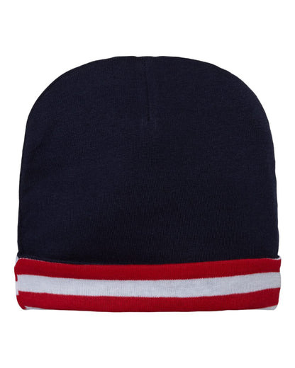 Rabbit Skins Infant Baby Rib Beanie 4451 #color_Navy/ Red-White Stripe