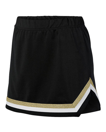 Augusta Sportswear Women's Pike Skirt 9145 #color_Black/ White/ Metallic Gold