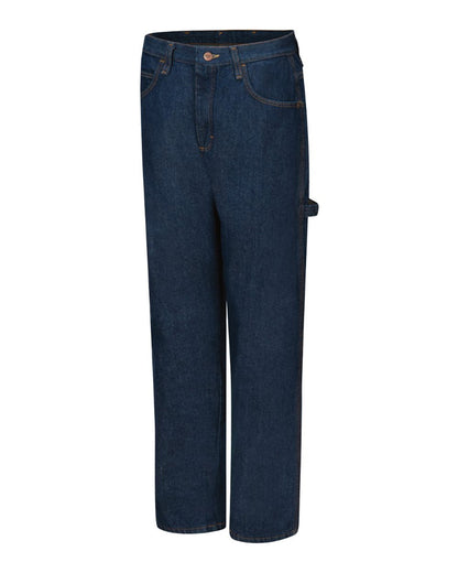 Red Kap Men's Loose Fit Dungaree PD80 #color_Prewashed Indigo - Unhemmed