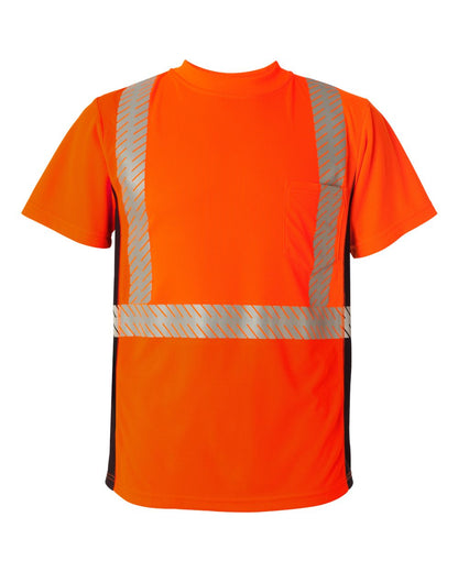 Kishigo Unisex Premium Black Series® Breathable Tape Class 2 T-Shirt 9114-9115 #color_Fluorescent Red (9700)