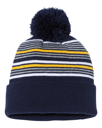 Sportsman 12" Striped Pom-Pom Cuffed Beanie SP60 Sportsman 12" Striped Pom-Pom Cuffed Beanie SP60