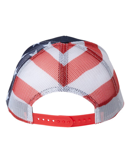 Kati Printed Mesh Trucker Cap S700M #color_Navy/ USA Flag