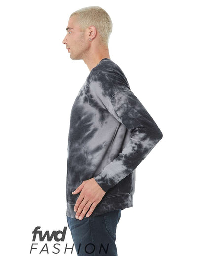 BELLA + CANVAS FWD Fashion Tie-Dyed Crewneck Sweatshirt 3945RD #color_White/ Grey &amp; Black