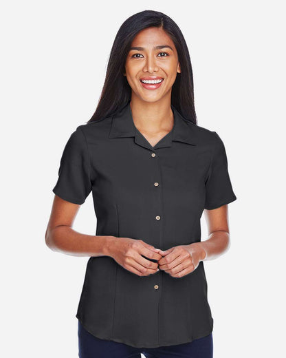Harriton Women's Bahama Cord Camp Shirt M570W #colormdl_Black