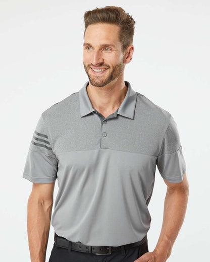 Adidas Heathered 3-Stripes Colorblocked Polo A213 #colormdl_Grey Three