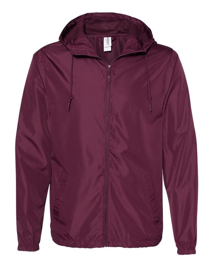 Independent Trading Co. Lightweight Windbreaker Full-Zip Jacket EXP54LWZ #color_Maroon