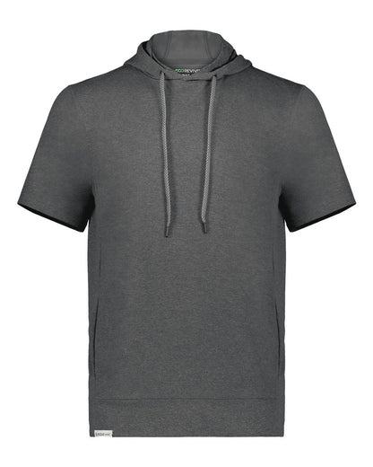 Holloway Youth Eco Revive™ Ventura Soft Knit Short Sleeve Hooded Sweatshirt 222605 #color_Carbon Heather