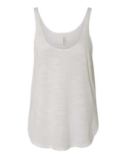 BELLA + CANVAS Women's Flowy Tank with Side Slit 8802 #color_White Slub