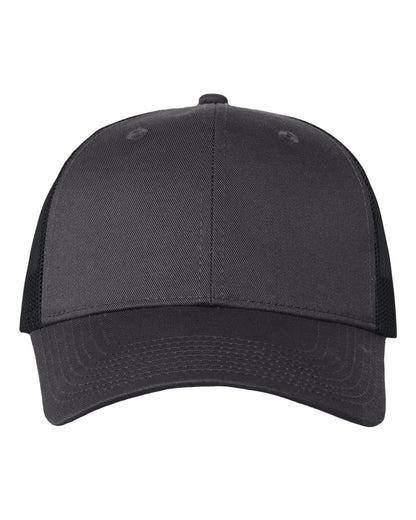 Valucap Mesh-Back Twill Trucker Cap VC400 #color_Charcoal/ Black